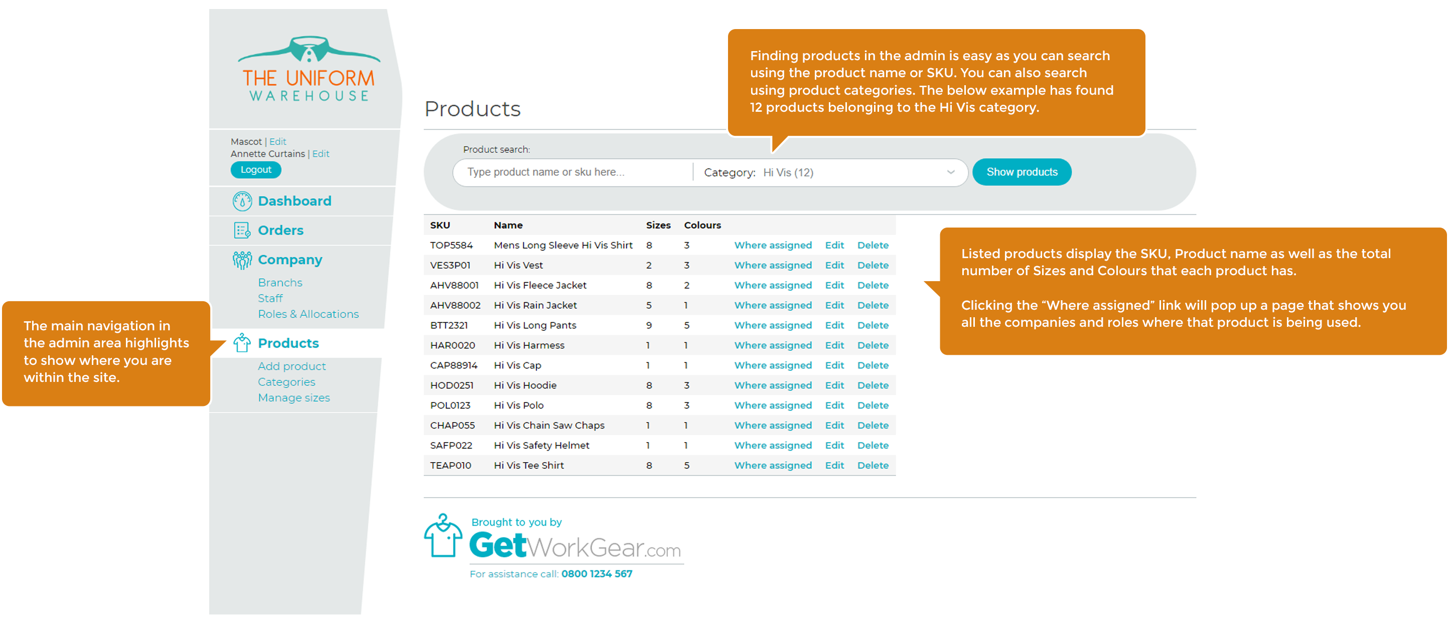 Products search and overview.