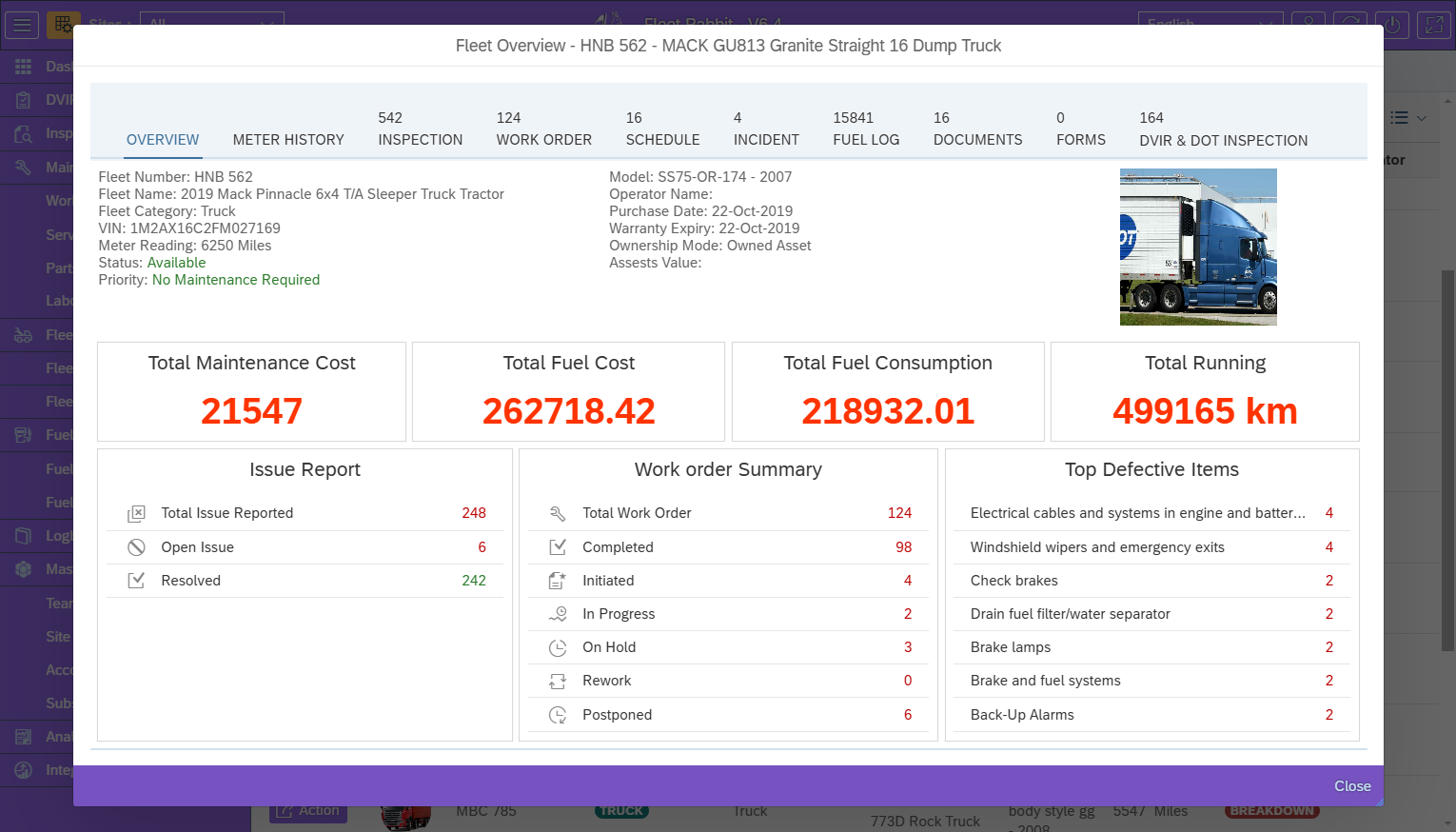 Fleet Rabbit Software - Overview – Gain a comprehensive view of your fleet in one place, covering inspections, maintenance, fuel, service schedules, and all fleet-related expenses.