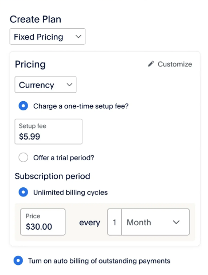 PayPal Recurring Payments settings