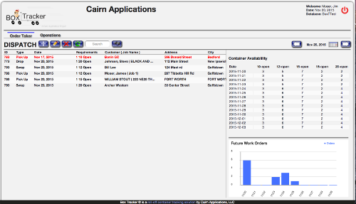 Box Tracker screenshot: Box Tracker dispatch
