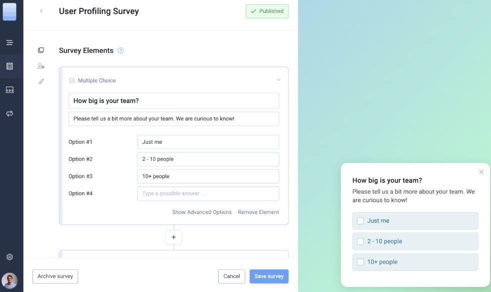 Refiner user profiling survey
