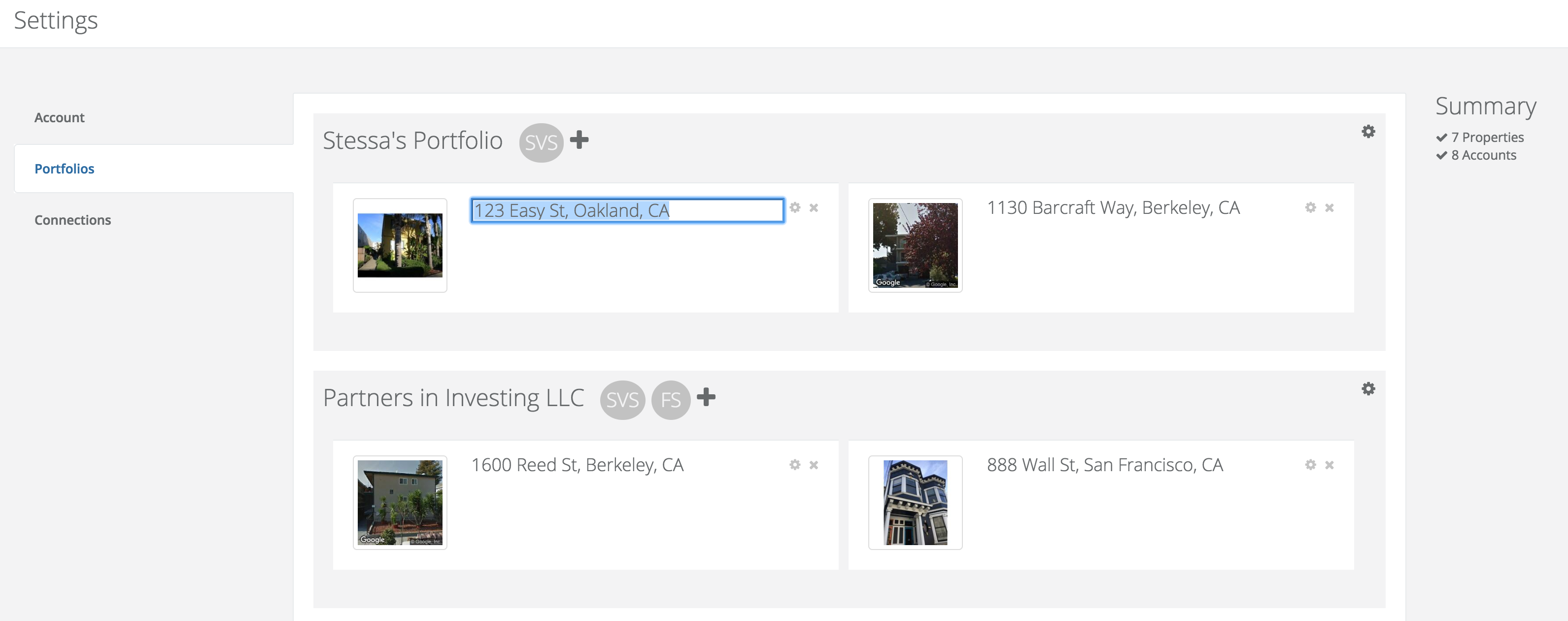 Update property addresses, names, and edit portfolios
