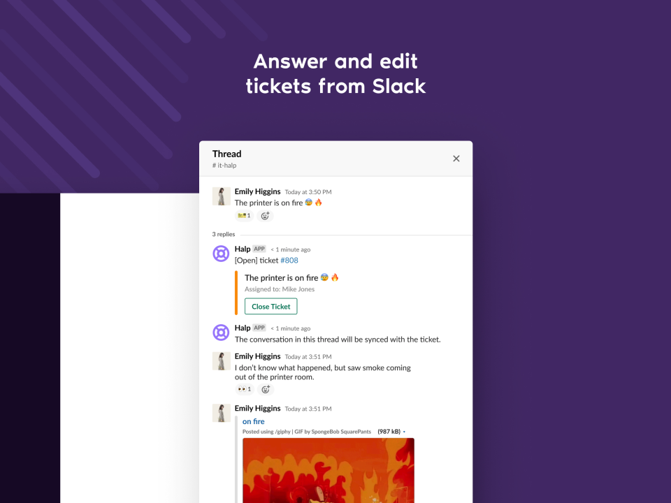 Halp Software - Answer and edit tickets in Slack or Microsoft Teams