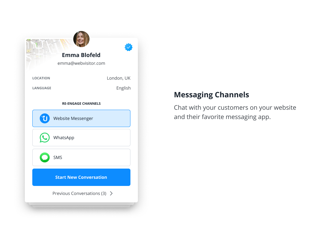 Connect with your customers on the mobile apps they use everyday. WhatsApp Business, Facebook Messenger, Telegram, Threema and SMS.