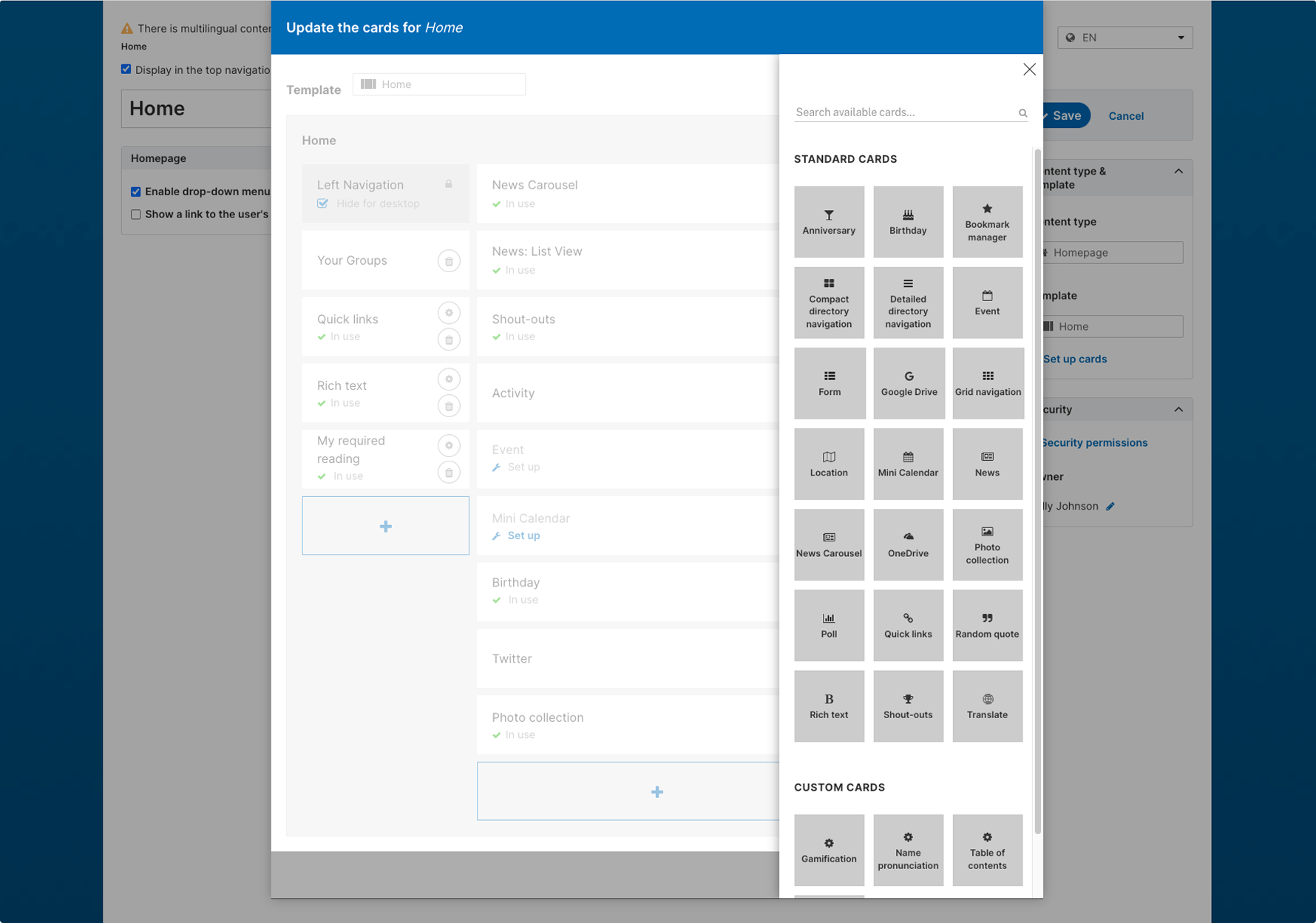 ThoughtFarmer Software - Create a customized homepage with engaging images from Unsplash, dynamic newsfeeds, interactive polls, event calendars, and commonly used applications by simply dragging and dropping your desired features and functionality.