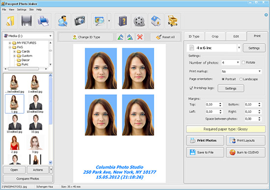 Passport Photo Maker screenshot: Passport Photo Maker layout
