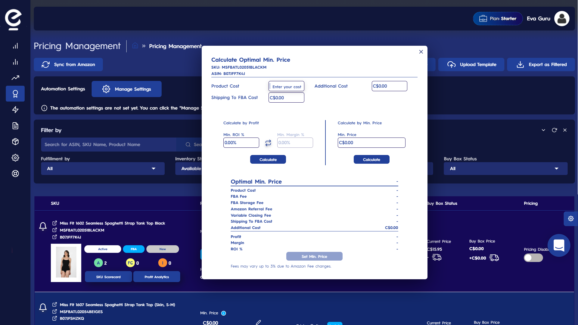 EVA Software - Pricing Management