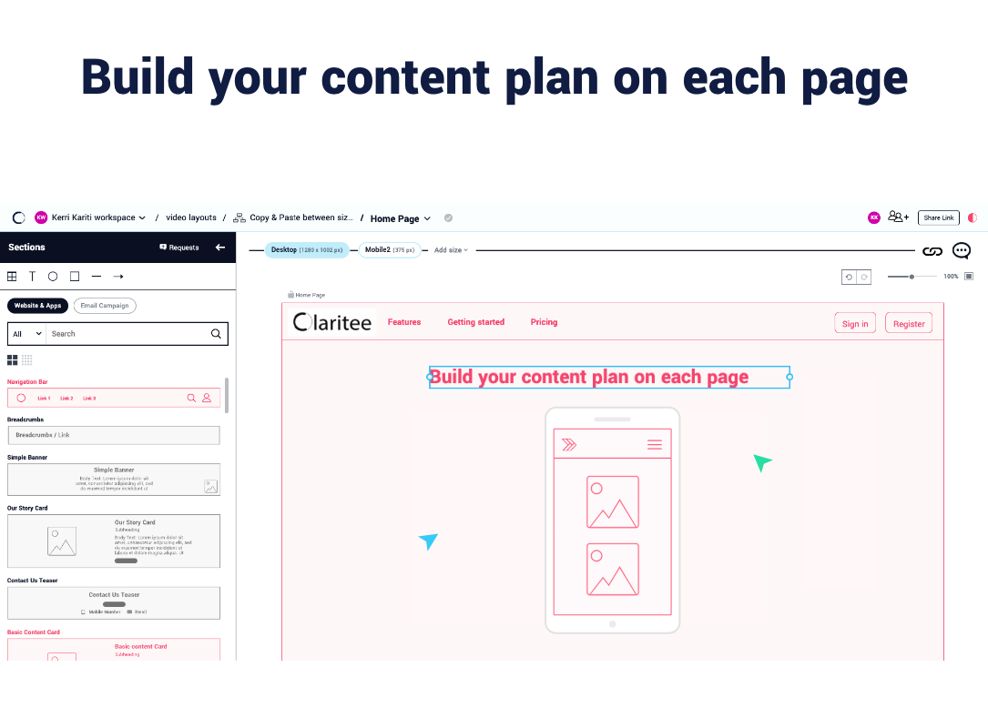 Build your content plan on each page
