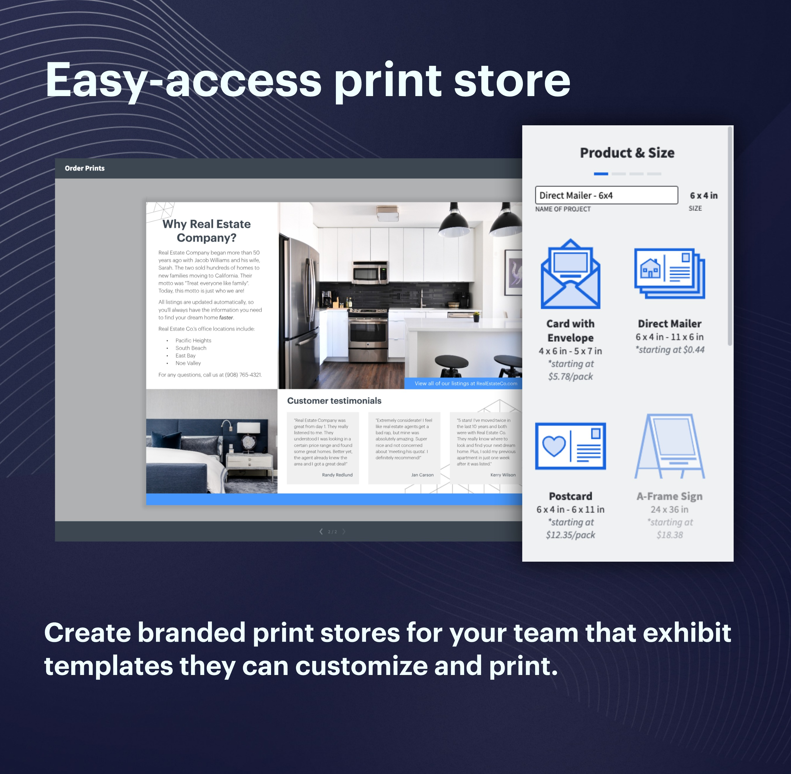 Marq Software - Create branded print stores for your team and exhibit templates they can customize and print.