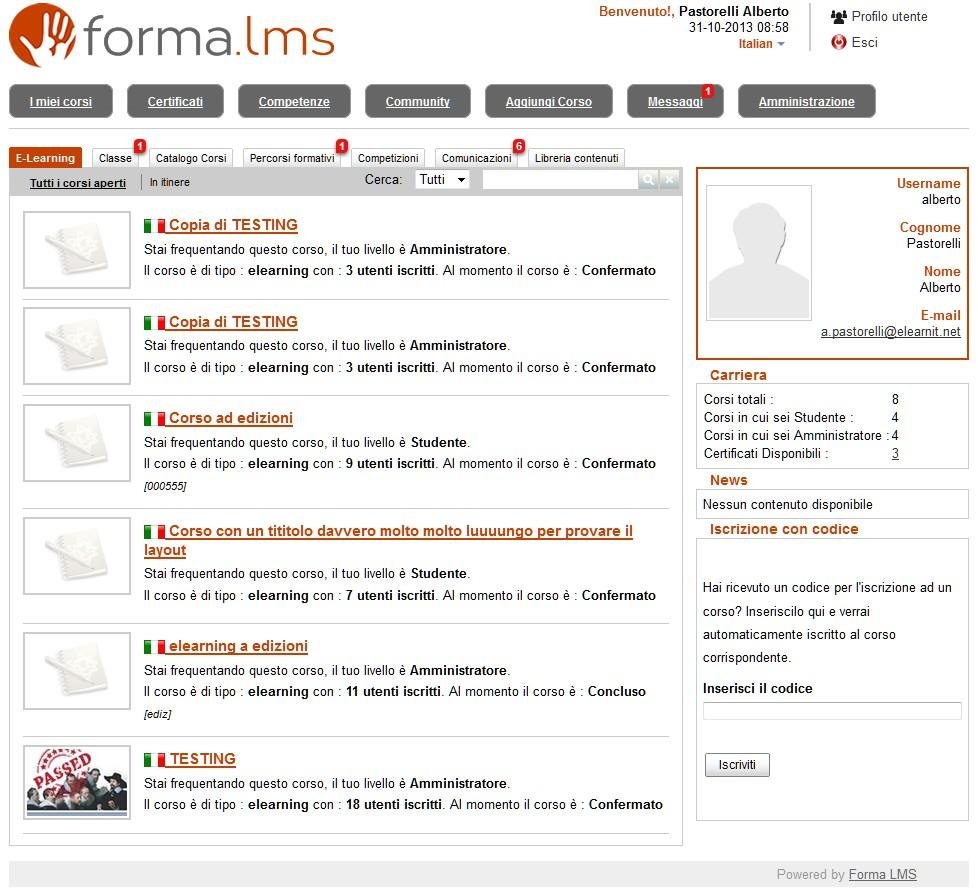 Forma LMS user profiles