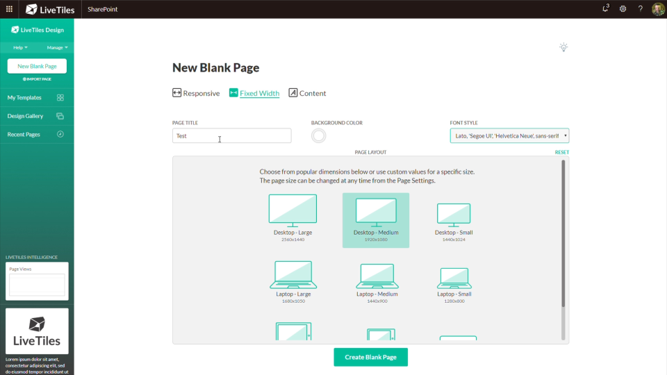 LiveTiles new blank pages screenshot