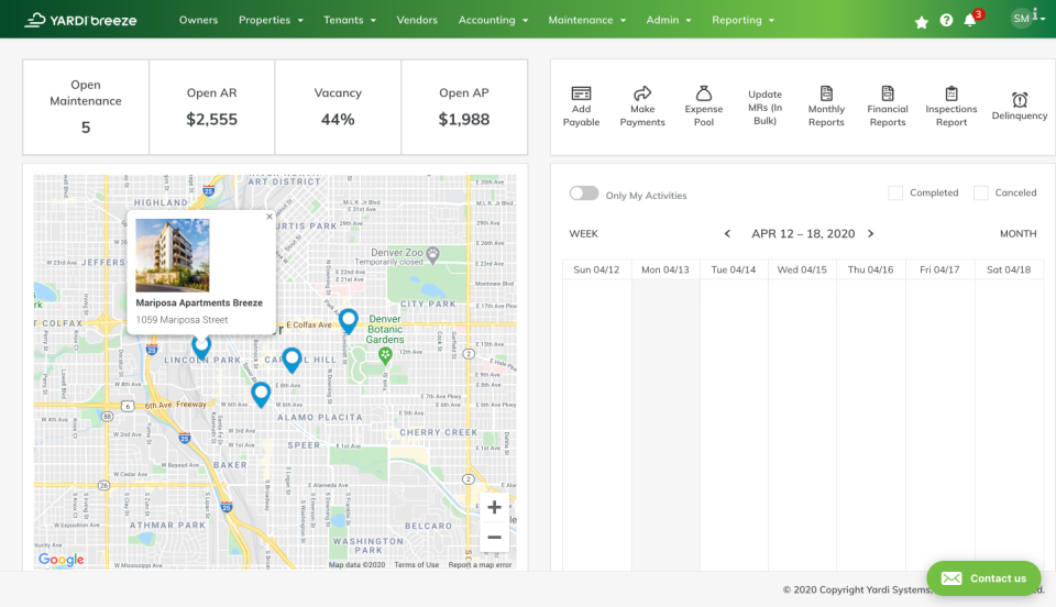 Yardi Breeze Software - Use the Yardi Breeze dashboard as your hub for all operations, with tabs to drill down into owner, property, tenant, vendor, accounting, maintenance, administration and reporting data.