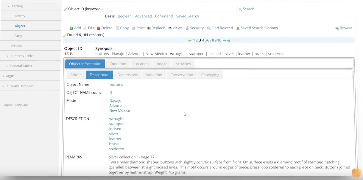 Argus Software - Provide in-depth documentation on collection items
