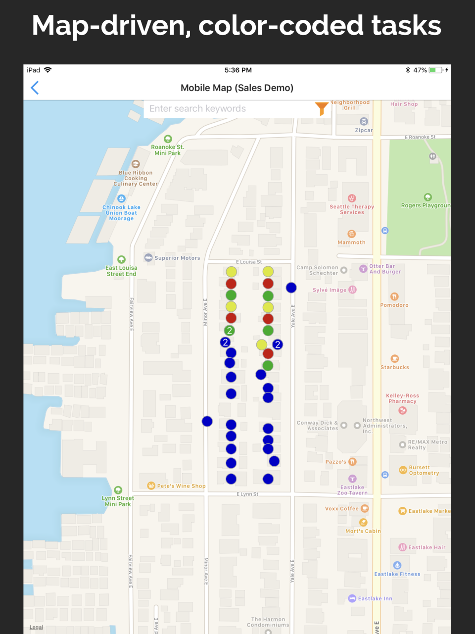 Use color-coded maps to inform where you've been, and where you're going