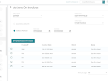 CaseFox Software - Screenshot of Action on invoices