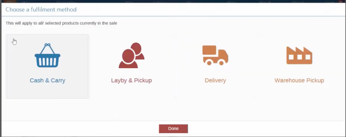 Select a fulfilment method