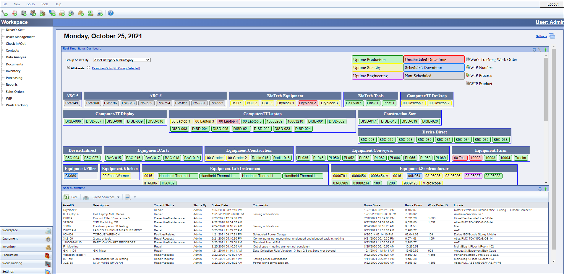 Desktop application that details real-time asset tracking.