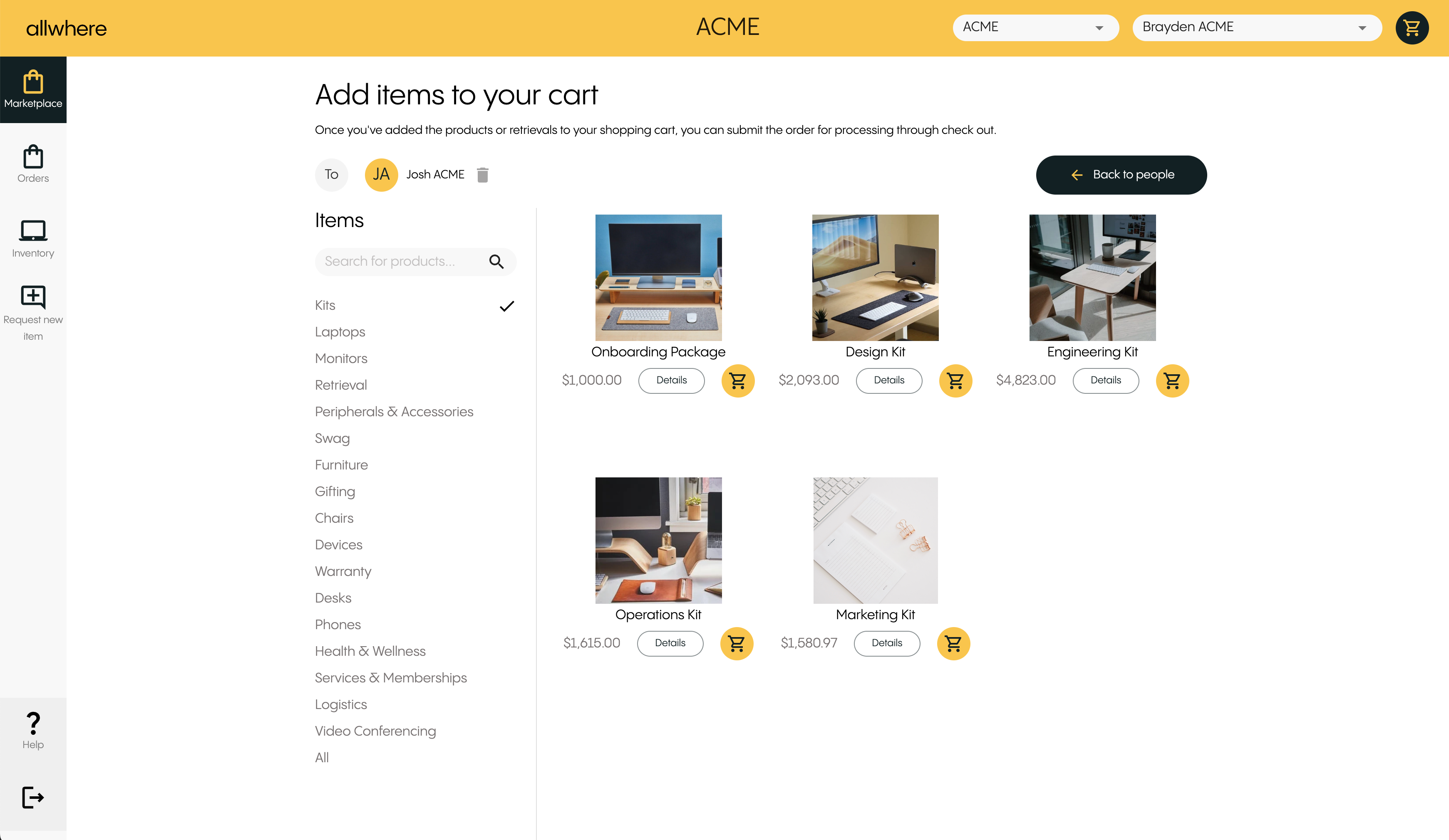 allwhere screenshot: allwhere marketplace