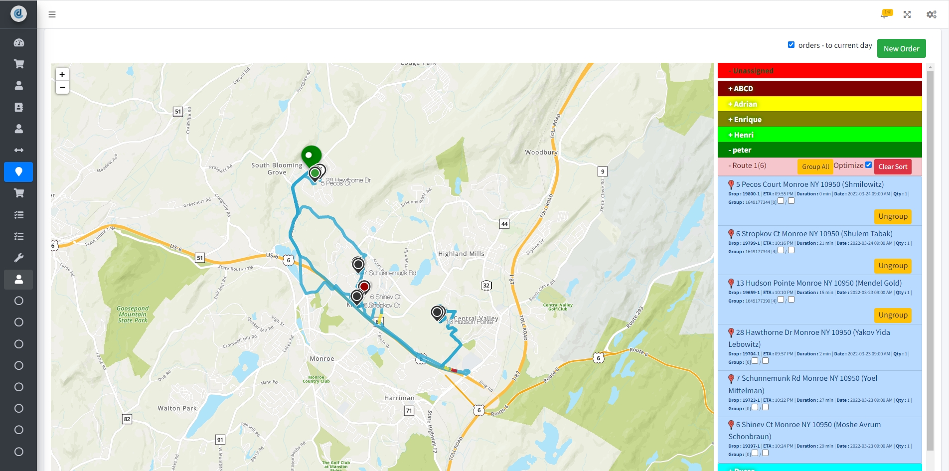 Live driver Location with route optimizer