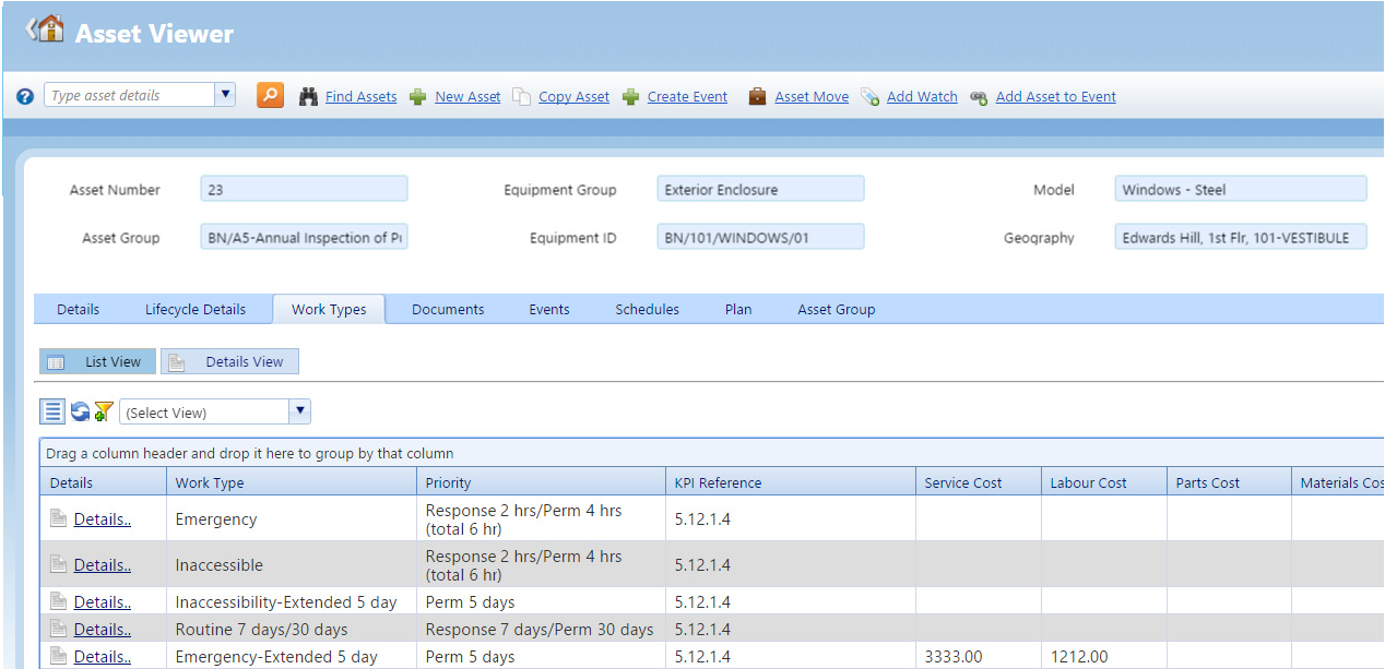 QFM Software - View asset and job details by priority