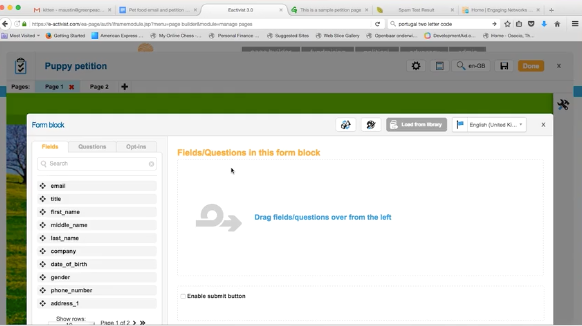 Engaging Networks Software - Generate custom forms for gather donations or subscribing new donors