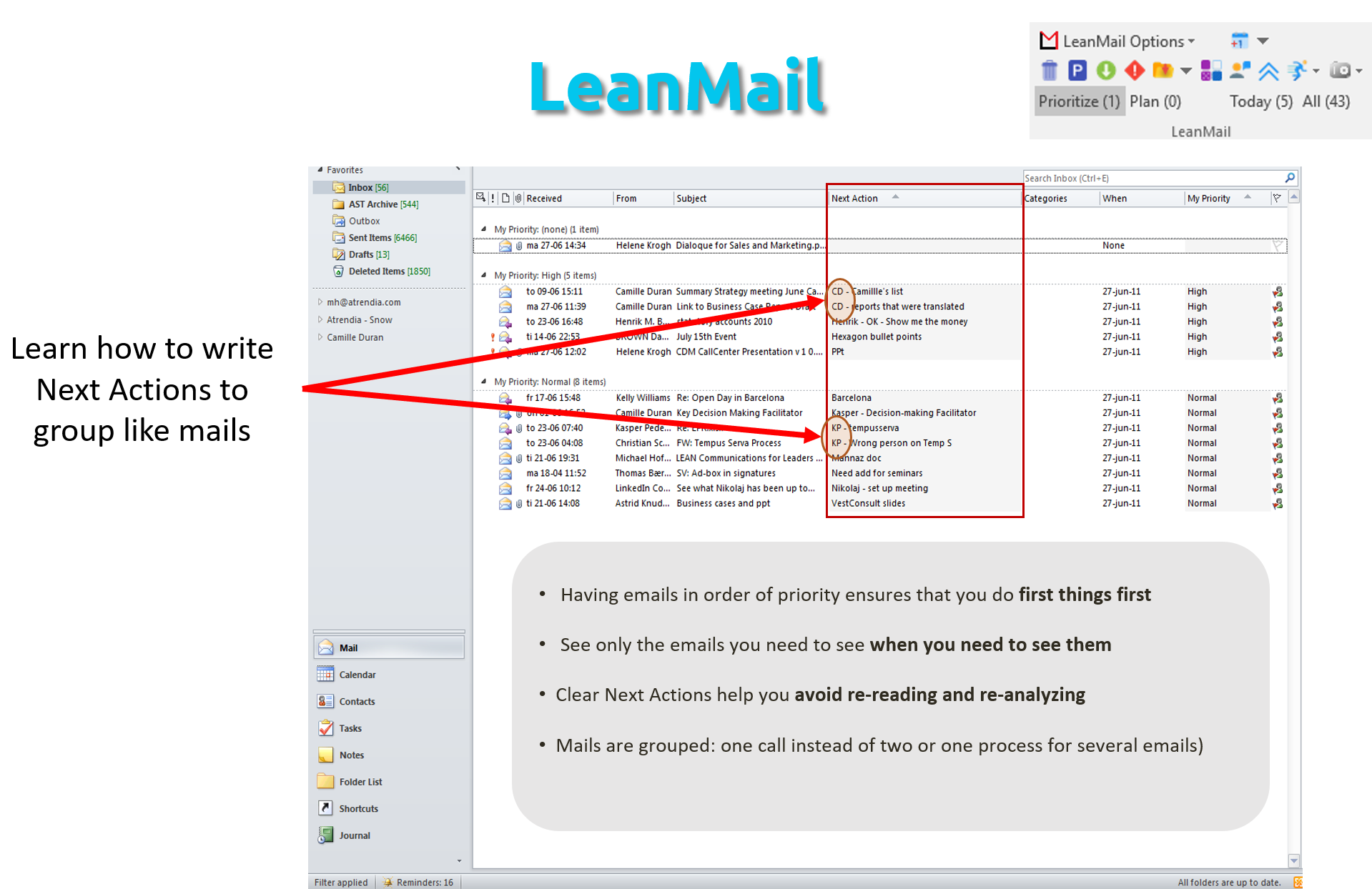 LeanMail Plan Dashboard - Next actions