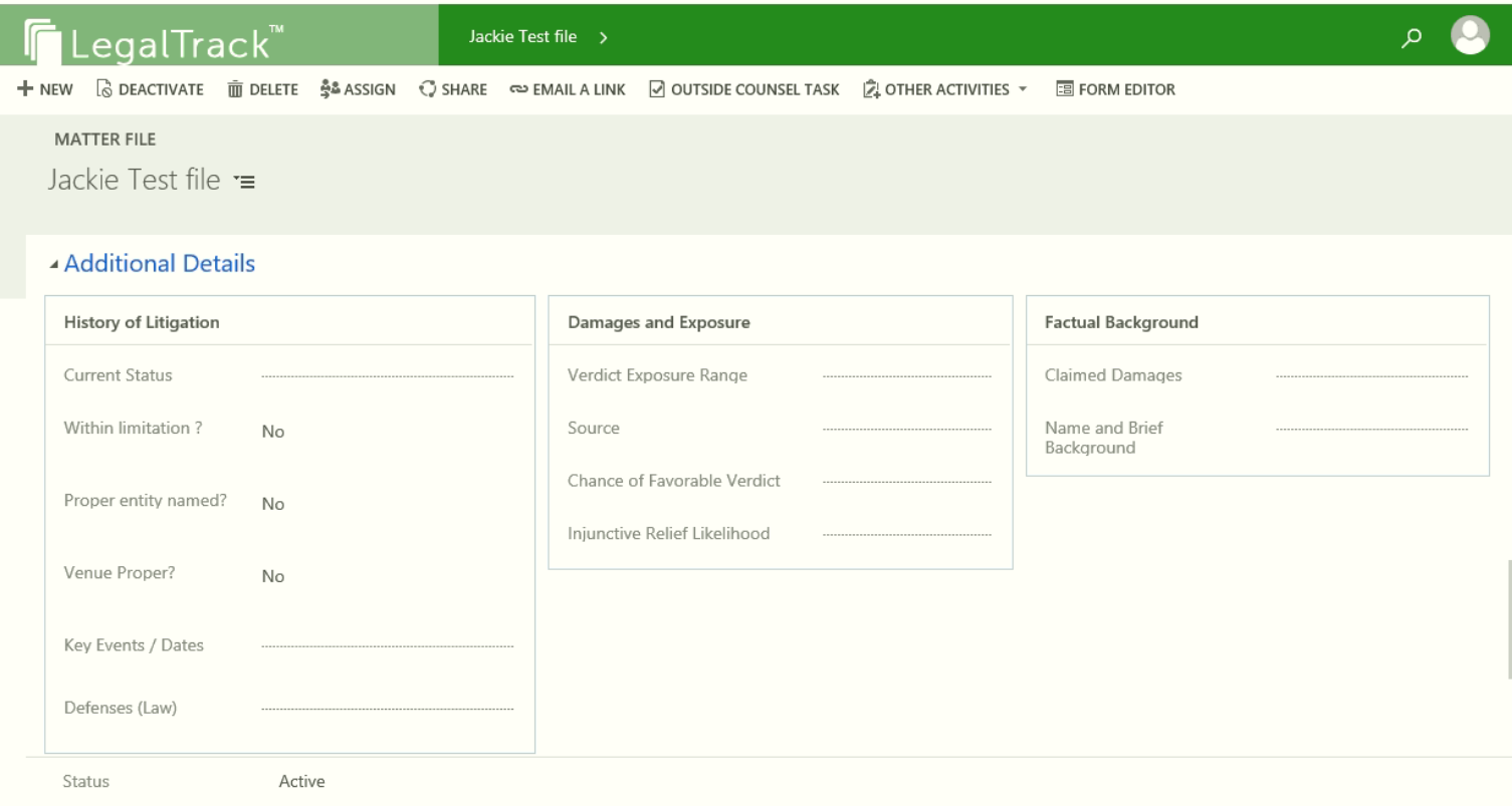 Legal Track Software - Software Screen