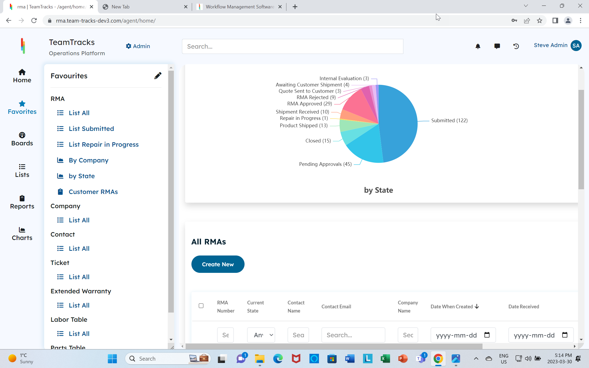 TeamTracks screenshot: Agent Interface