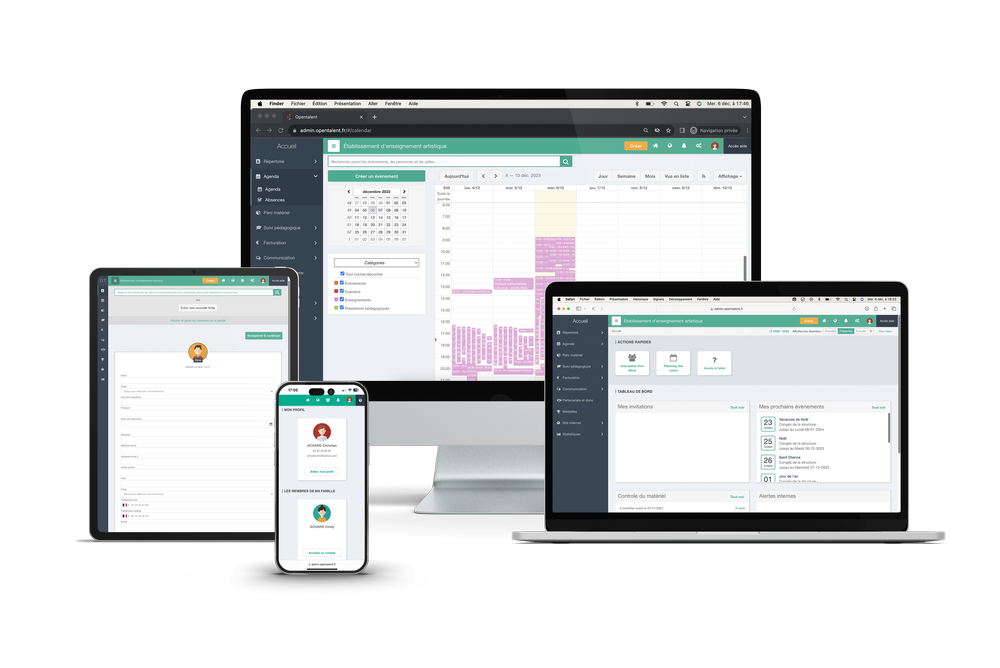 Opentalent School screenshot: Opentalent School overview