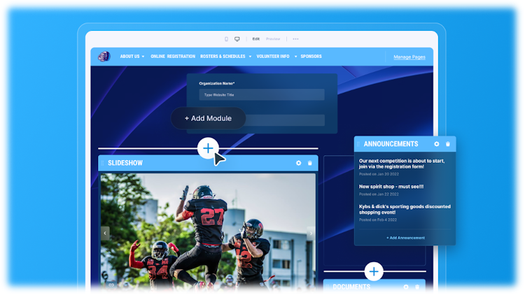 Jersey Watch  screenshot: Build a modern, mobile-friendly website for your organization in minutes. Our website features are made for sports volunteers so you don’t have to do any heavy lifting.