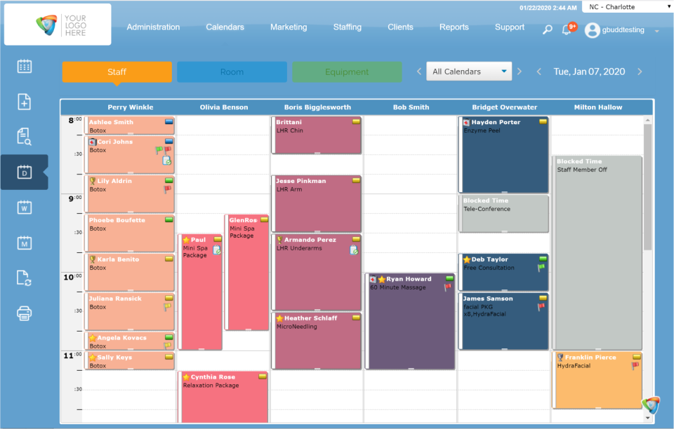 AestheticsPro Software - Calendar view.