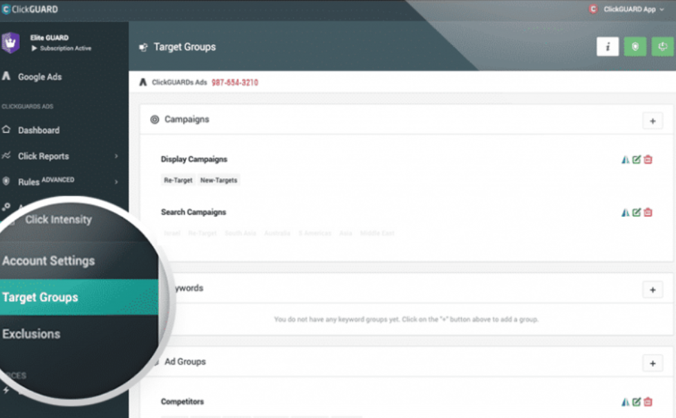 ClickGUARD target groups