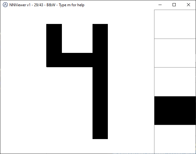 Example application NNViewer learning the 4 number. Source code is provided.