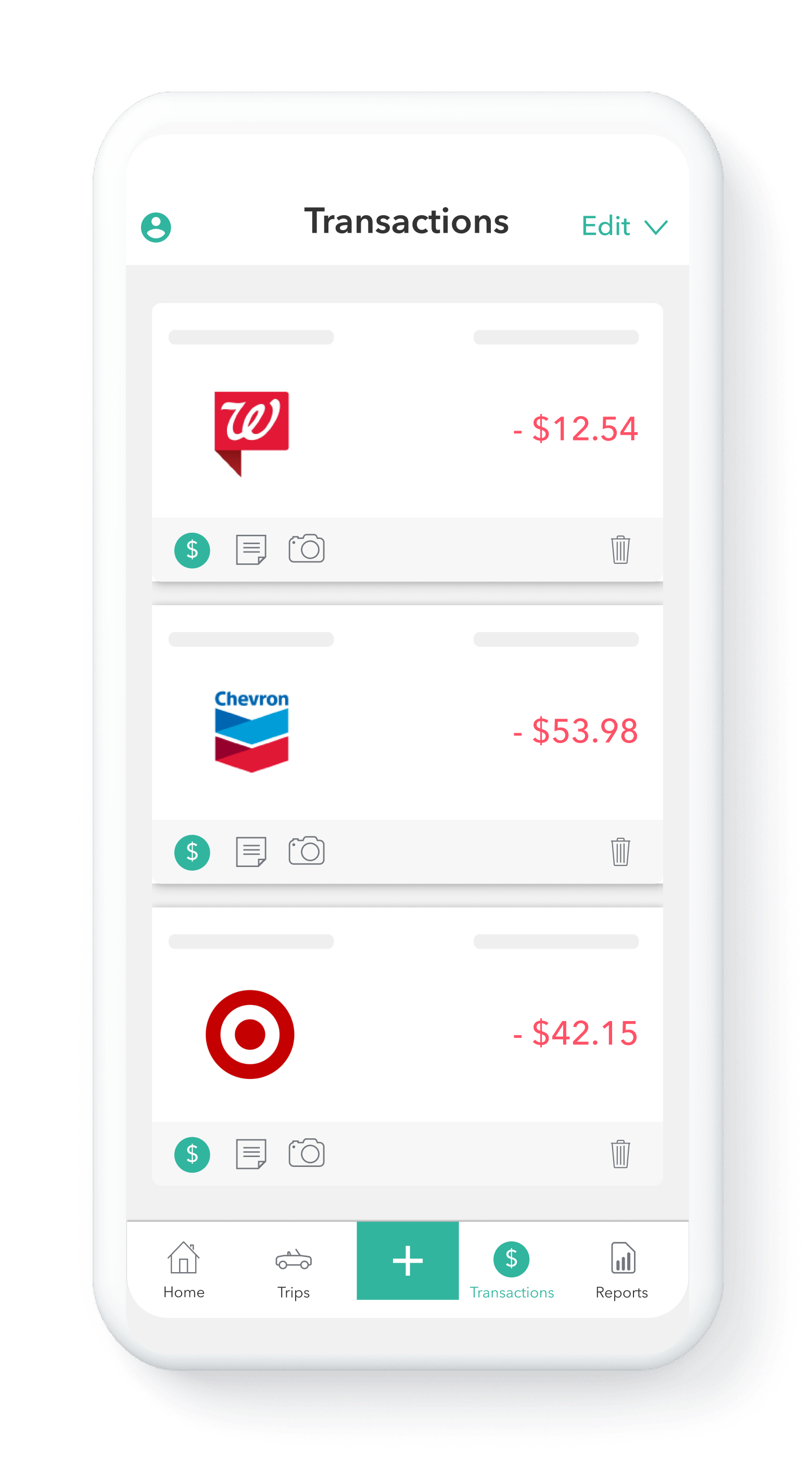 Upload receipts in the app to track expenses too
