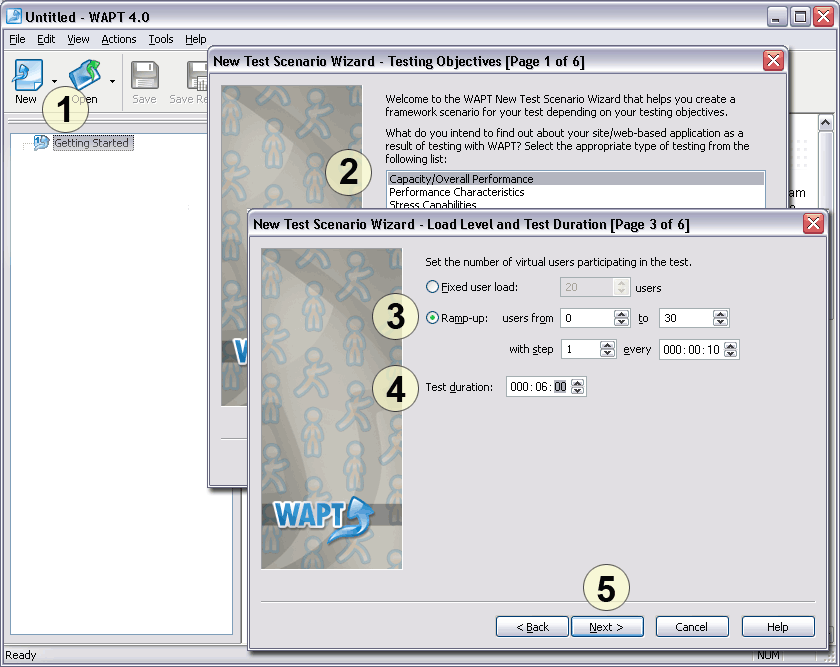 Test scenario wizard