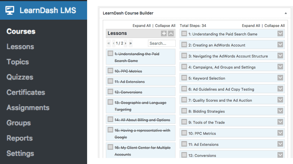 LearnDash Software - Course builder