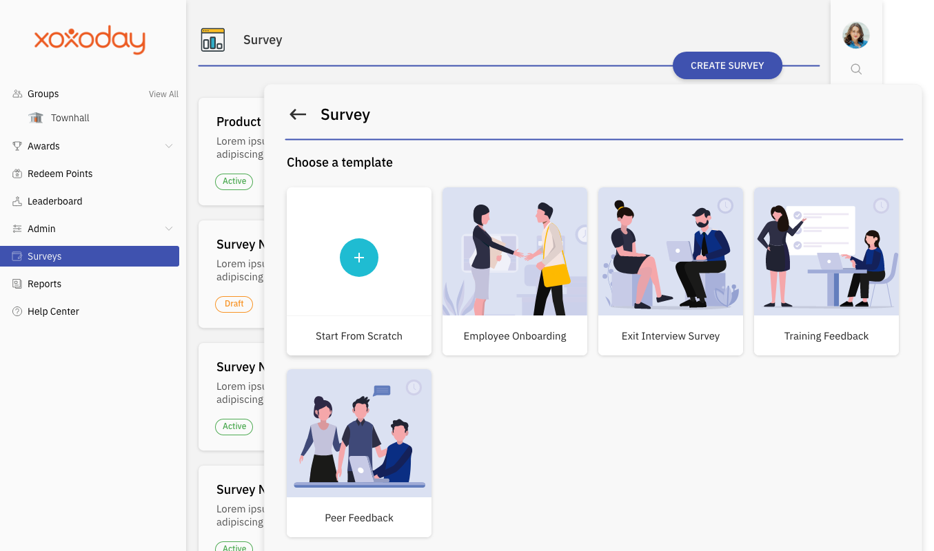 Engagement pulse surveys with rich analytics, actionable insights, benchmarking, frequency etc with access to experts consultation. Templates like onboarding, exit, diversity, L&D from experts available for your use. Build & use custom templates.