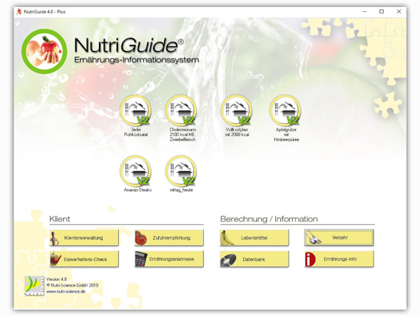 NutriGuide screenshot: NutriGuide homepage