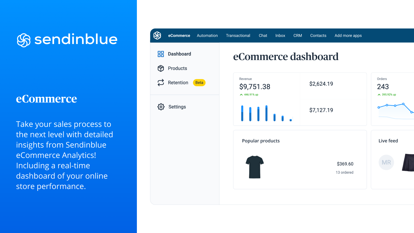 Sendinblue Software - eCommerce analytics for Shopifyv-  Instantly access your historical data
