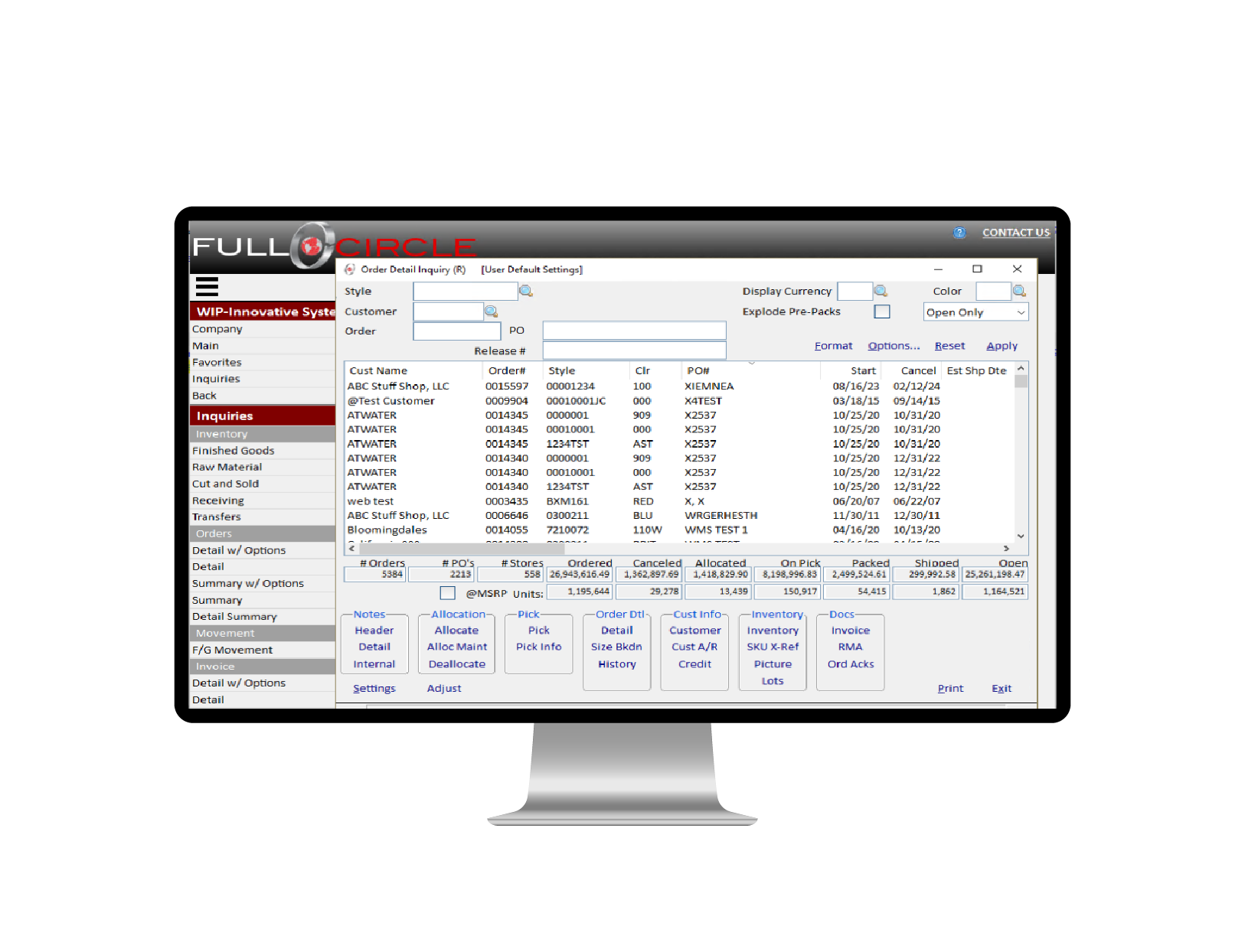 Aptean Apparel ERP Full Circle Edition screenshot