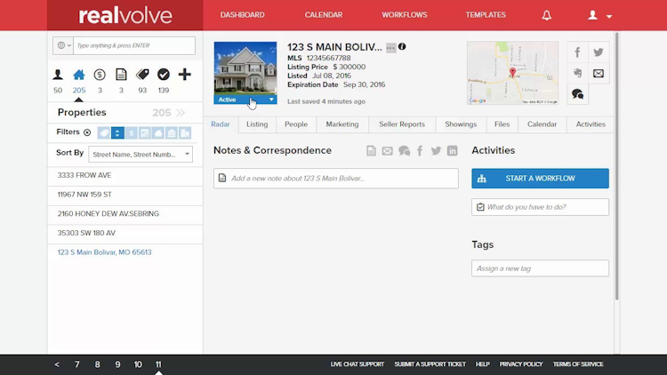 Realvolve screenshot: Create and edit property listings