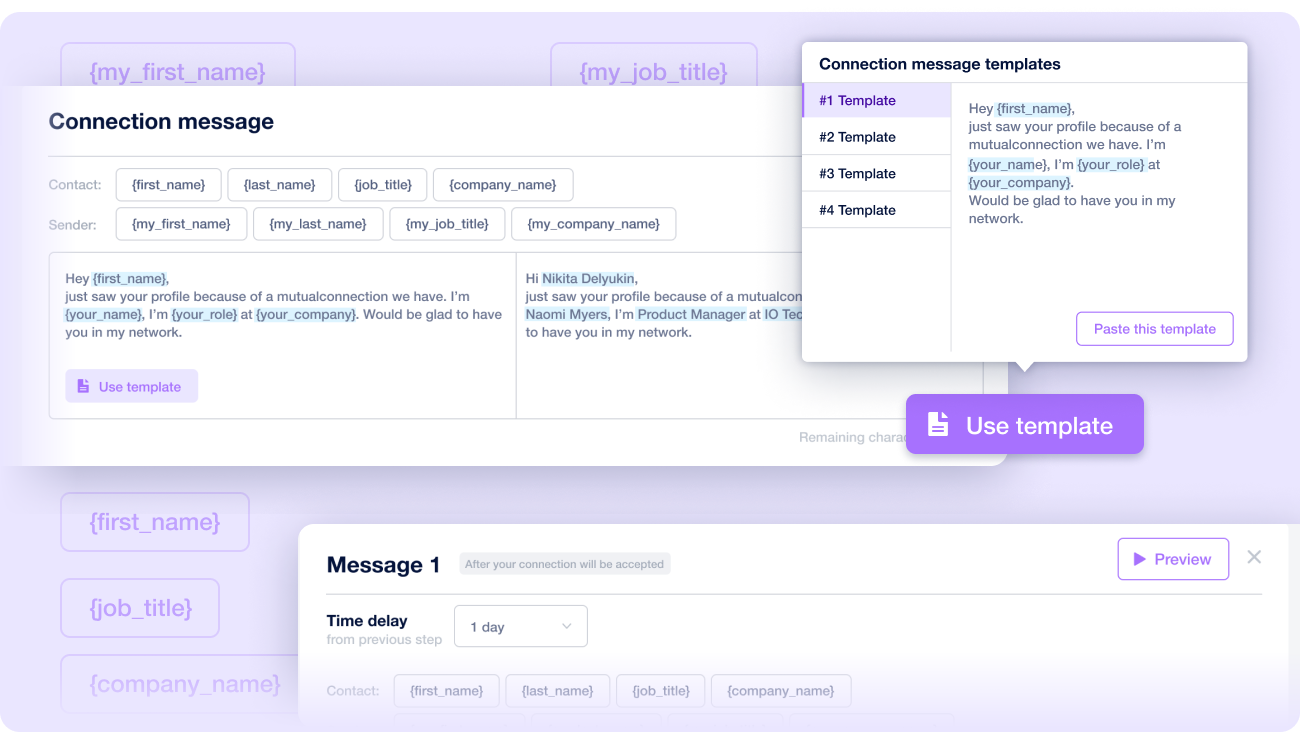 Create multi-step connection and message campaigns to automatically grow your connections
