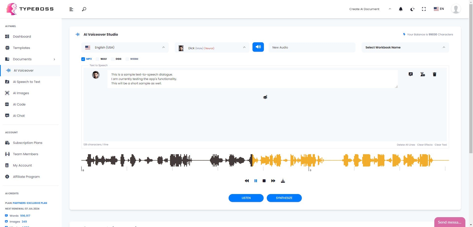 Typeboss Software - AI Text To Speech