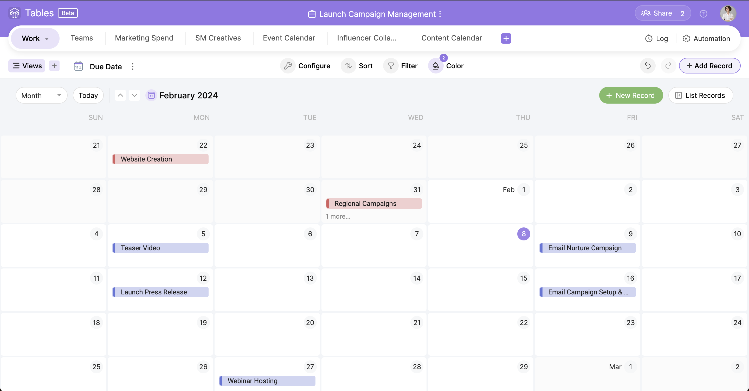 Stay on top of your schedule and eliminate overdues with the Calendar view.