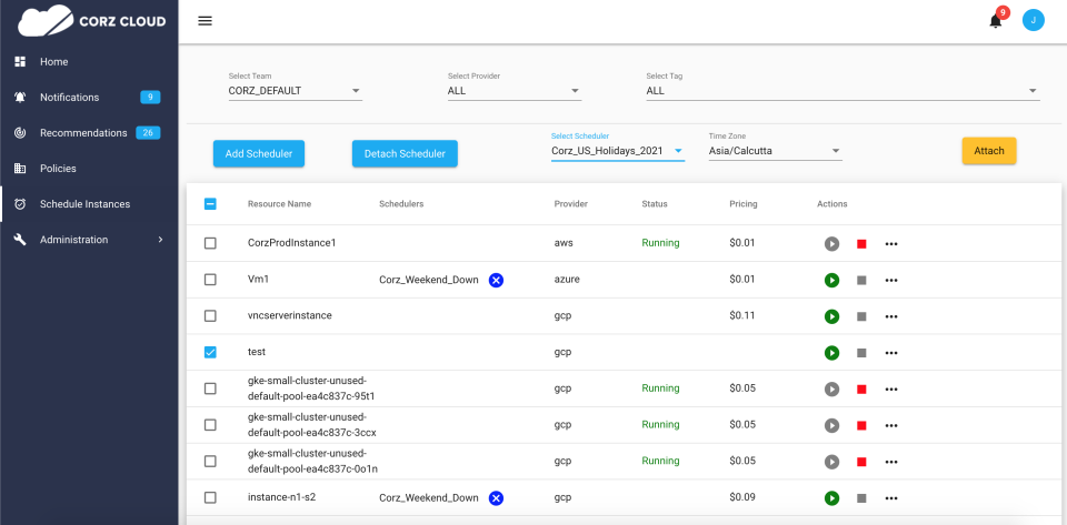 Corz Cloud scheduler