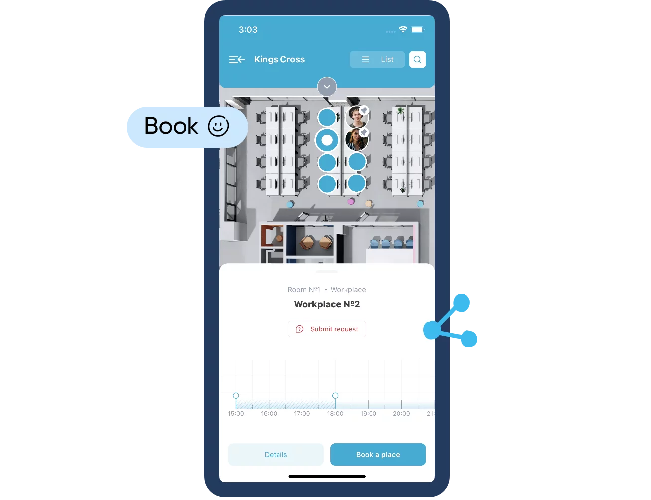 Simple Office is a booking and scheduling software  for hot desk, assigned desk and remote teams. It offers easy booking of working areas and other office spaces. It has a UX-friendly platform for connected workplace experiences.