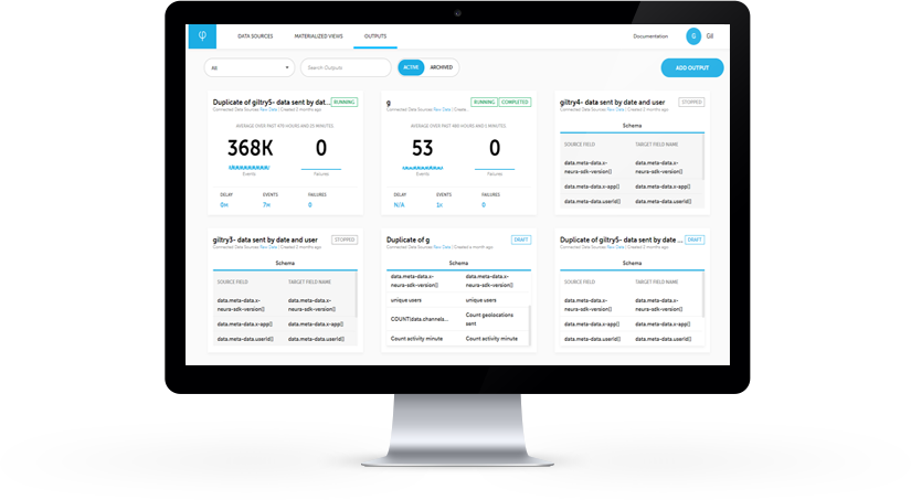 View output information at a glance via the dashboard