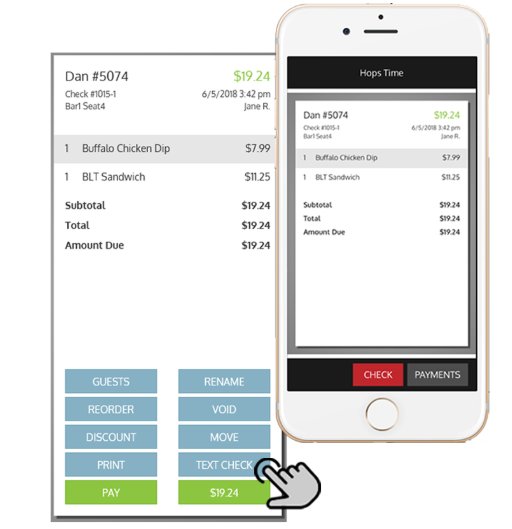 Quickly send customers a copy of their check with just one click, and allow them to pay with their smartphones without installing an app