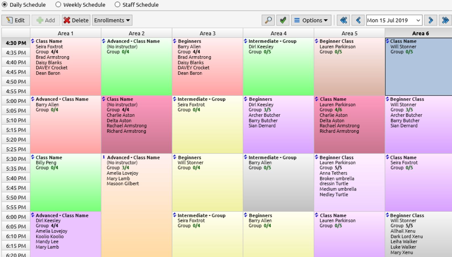 GymnasticsBiz screenshot: Visual Scheduler