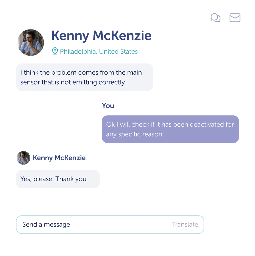 Remote eye screenshot: Remote eye text messenger with translator